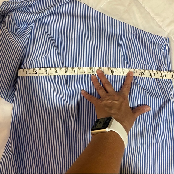 Banana Republic Blue and White Striped One-Shoulder Top - Picture 7 of 12